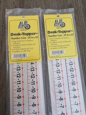 Desk Topper Number Lines (-20 to +20) - Set of Two (2) Packs